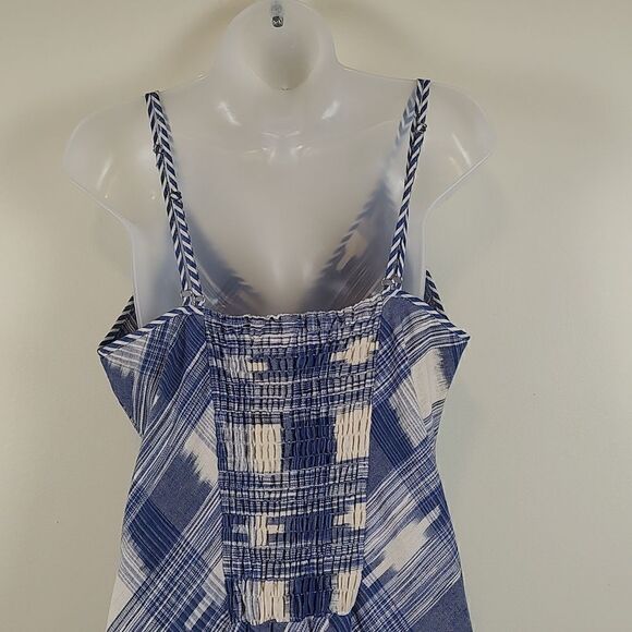 Indigo Handloom Blue And White Cotton  Plaid Maxi Dress - Picture 8 of 12